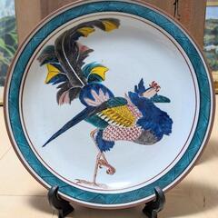 九谷陶秀 九谷焼 飾皿 飾り皿 色絵 鳳凰 大皿 骨董品 工芸品...