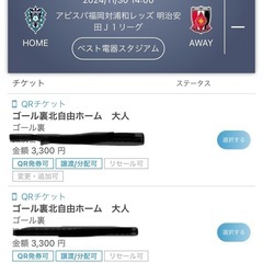 【2枚で2000円】アビスパ福岡対浦和レッズ 明治安田Ｊ１リーグ...