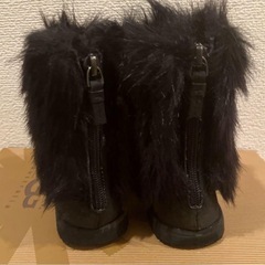 【GAP】gap 16.5cm ブラック ショート ブーツ ファスナー ボアの画像