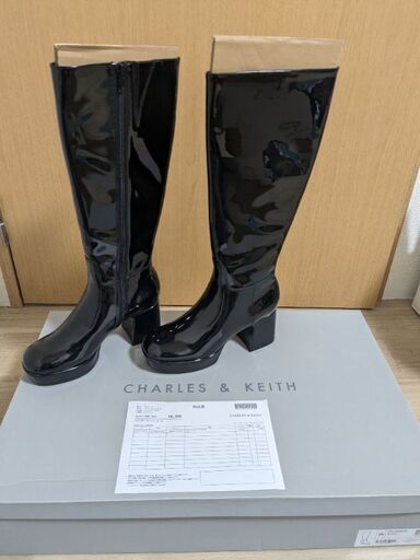 Charles \u0026 Keith プラットフォーム ロングブーツ （23cm \u0026Black）◎新品試着一回のみ