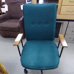 チェア  グリーン布 木製肘掛け 81706の画像