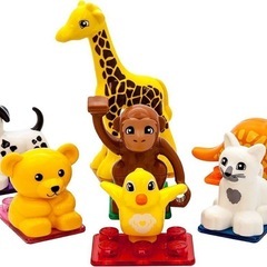 【新品未使用】7ピース マグネット式 動物フィギュアセット マグネット式組み立てブロックの画像