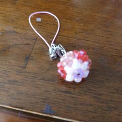 ⑥ハンドメイド　ビーズ編み込み　手毬