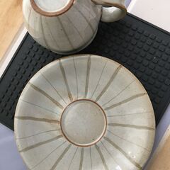 🟣 一部上塗り？剥げありコーヒーカップ & ソーサー１客の画像