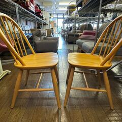 7-64 飛騨家具 ウィンザーチェア2脚セット【引取限定・現状渡し