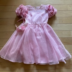 子供服　キッズ　女の子　ピンク　バラ　ドレス　発表会　結婚式　1...