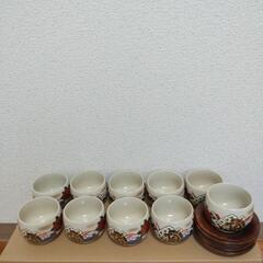 未使用品　九谷焼　九谷金三　湯呑　10個セット　おまけで茶托6個付き　
