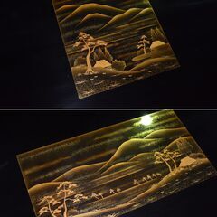 ≪yt1703ジ≫ 輪島塗 高崎秋峰 作 座卓 漆塗り 蒔絵 5尺x3尺 現状品 伝統工芸/色紙山水蒔絵/座敷机/加賀蒔絵師/中古家具/宮城県仙台市 61023-15の画像
