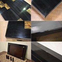 ≪yt1703ジ≫ 輪島塗 高崎秋峰 作 座卓 漆塗り 蒔絵 5尺x3尺 現状品 伝統工芸/色紙山水蒔絵/座敷机/加賀蒔絵師/中古家具/宮城県仙台市 61023-15の画像