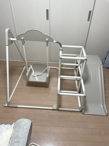 ジャングルジム ブランコ付DX ベージュ わんぱくスライダージム