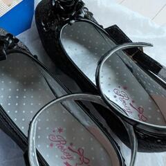 20センチ　女の子発表会靴　黒色　ラメ入りの画像