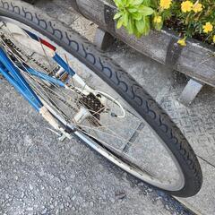 ロードバイク 700x28c タイヤ 新品 3x7変速 サドル 新品 青