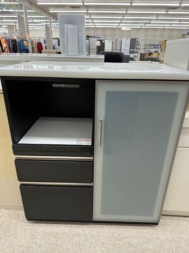 ★ジモティ割あり★ ニトリ レンジ台 黒 H100.5×D50×W90.5 クリーニング済み TJ9947