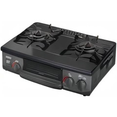 リンナイ ガステーブル ガスコンロ プロパンガスLPG用 幅約56cm 片面焼きグリル 左強火力 KG35NBKL/LP ブラックの画像