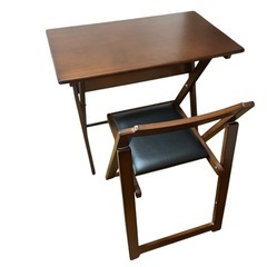 【中古良品】木製　折りたたみ式　便利デスク　　チェアセット