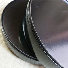 昭和レトロ/未使用品/1970年代物】 藤間流 家紋付き 二段重ねお重箱 お節料理器 菓子器 干菓子盆 の画像