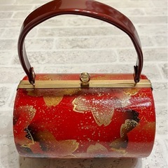 【ジャンク品】赤 花柄 和装 バッグ 撮影用などの画像