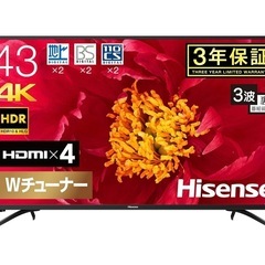 4K テレビ 動作確認済 Hisense 43型 液晶テレビ 4...