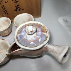 萩焼 唐泊山窯 喜村皓司 茶器揃セット 急須 湯呑み6客 煎茶道具 茶道具 陶器 木箱付 抹茶 湯呑の画像