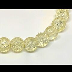 ▼▼≒⑩m→→→j24-1【Premio Fortuna】水晶ブレスレット 優しいハニーイエローのクラッシュアイスブレスレット 8ミリ珠　内径約16センチ 0155の画像