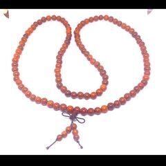 ≒➅m→→→j24-1【Premio Fortuna】紅花梨8ミリ珠ネックレス　念珠　全長84センチ　3連使用時約24センチ　4連使用時20センチ　306の画像