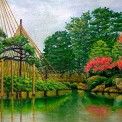 秋の兼六園 油彩画 絵画 風景画 原画 F10