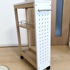キャスター付きスリム収納ラック（ホワイト色）