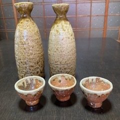酒器　大きめの徳利×2 登山窯（砥部焼？）のお猪口×3