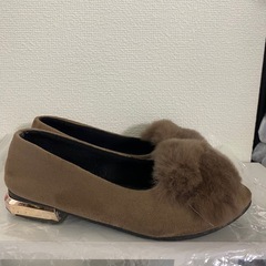 ファー  ぺったんこ  パンプス 靴