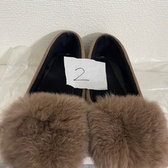 ファー  ぺったんこ  パンプス 靴の画像