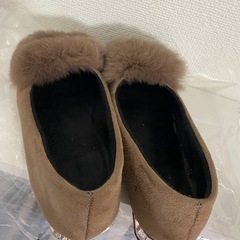 ファー  ぺったんこ  パンプス 靴の画像