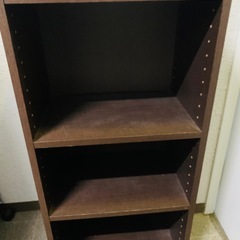 【譲り先決定】木製収納棚（ダークブラウン） 3段 中古の画像