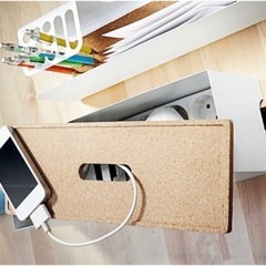 IKEA(イケア)KVISSLE クヴィッスレ ケーブルマネジメントボックス、コルク／ホワイトの画像
