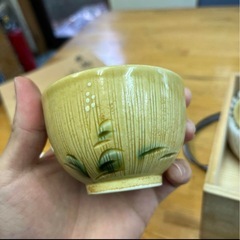 中島 正雄　雅山窯　黄瀬戸　湯呑み　共箱付き 　5個セットの画像
