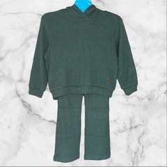 H&M❤フード付きセットアップ　子供用　ダークグリーン 100cmの画像