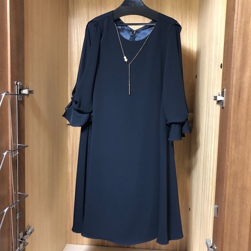 レディース 婦人服 フォーマルドレス パーティー シフォンドレス　 二次会 お呼ばれ お上品 ネイビー セット ゆったり　DAIMARU  S〜M