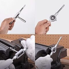● 新品たくさん在庫！●　タップセット ダイスセット タップダイスセット ネジ山修正 ネジ穴 ボルト 修復 調整可能なタップレンチ M3、M4、M5、M6、M8、M10、M12(タップセット)　の画像
