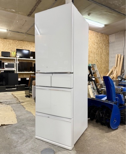 札幌引取り歓迎 美品 21年製 三菱電機 MITSUBISHI 451L 5ドア冷凍冷蔵庫 MR-MB45G-W 右開き