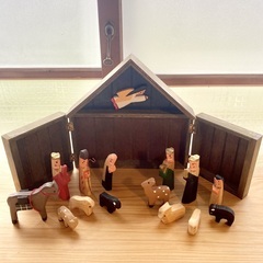 差し上げます: クリスマス飾りの置物　子供向け木彫り人形と動物　...
