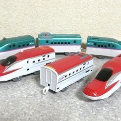 美品２編成●プラレール JR東日本★新幹線 Ｅ５系はやぶさ & Ｅ６系こまち 連結仕様 Ｗセット★簡易清掃 整備点検 走行確認◎元箱送付◎の画像