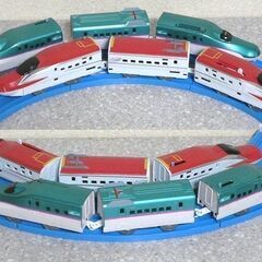 美品２編成●プラレール JR東日本★新幹線 Ｅ５系はやぶさ & Ｅ６系こまち 連結仕様 Ｗセット★簡易清掃 整備点検 走行確認◎元箱送付◎の画像