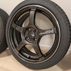 富山市より引取限定美品使用3ヶ月！ガリキズ無し軽自動車tc-4アドバンレーシング16インチ5.5j9部山ls2000 165/50/16 インセット38 / 45 pcd100 4本の画像
