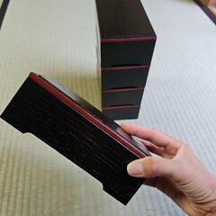 明治ロマン/1870年物/当時物】戦前物 漆塗り弁当箱  漆器 膳の箱 五客セット5個セット 朱色 焦げ茶色 木製弁当箱 菓子器 干菓子漆器 長方形の画像