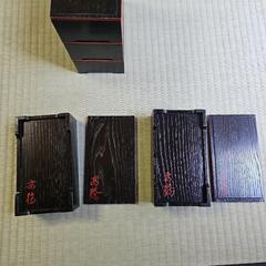 明治ロマン/1870年物/当時物】戦前物 漆塗り弁当箱  漆器 膳の箱 五客セット5個セット 朱色 焦げ茶色 木製弁当箱 菓子器 干菓子漆器 長方形の画像