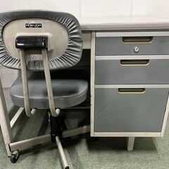事務机 椅子セット 作業机 回転チェア 片袖机 幅92cm×奥行...