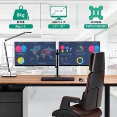 ＰＣ　モニターアーム 　2画面 デュアルディスプレイスタンドの画像