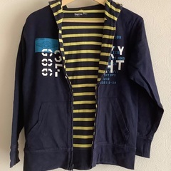 【中古】Gap Kids／ギャップ　キッズ　パーカー　 前ファスナー　アウター 紺色　150cm 12〜13歳　子供用　男の子用の画像