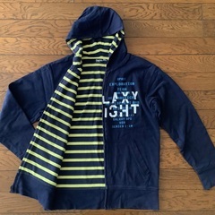 【中古】Gap Kids／ギャップ　キッズ　パーカー　 前ファスナー　アウター 紺色　150cm 12〜13歳　子供用　男の子用の画像