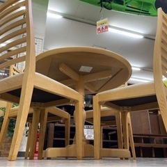 【愛品館 江戸川店 】円卓ダイニング テーブル5点セット 秋田木工