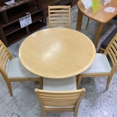 【愛品館 江戸川店 】円卓ダイニング テーブル5点セット 秋田木工